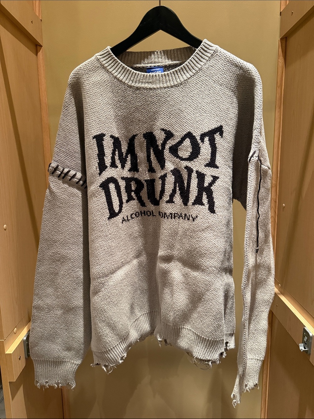 I'm Not Drunk Beige Graphic Sweater Cardigan